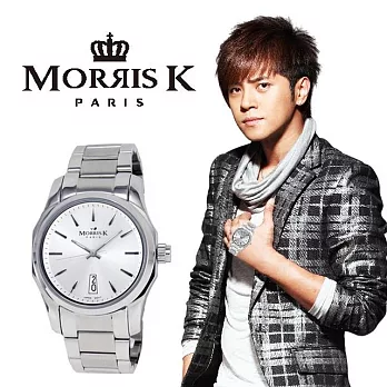 MORRIS K 飛行俠客經典不鏽鋼腕錶-淺灰41mm MK11025-DA20