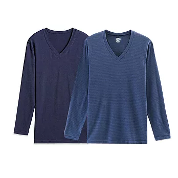 【UH】FET - 男款V領發熱衣超值組(兩件/組,顏色任選) - 深藍