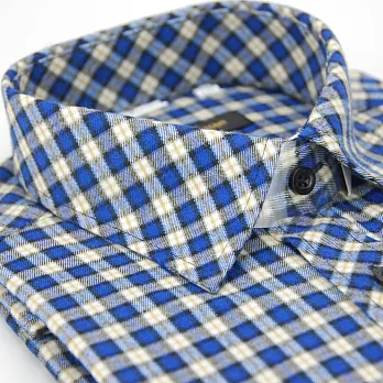 【金安德森】藍色格紋保暖窄版長袖襯衫15藍色