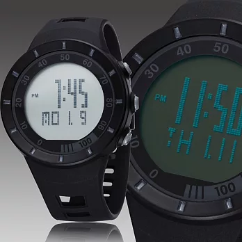 OHSEN AD2821 時尚休閒運動矽膠錶帶 電子手錶-黑色