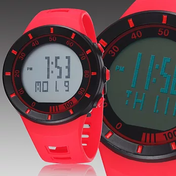 OHSEN AD2821 時尚休閒運動矽膠錶帶 電子手錶-紅色