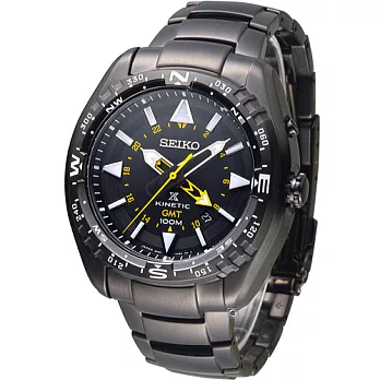 SEIKO PROSPEX GMT兩地時間人動電能腕錶 5M85-0AE0SD SUN047J1 全黑