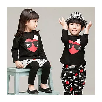 俏皮嘻哈黑色套裝親子裝(男童)90黑