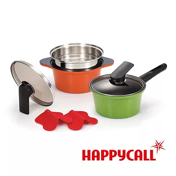 【UH】HAPPYCALL李英愛 - IH彩陶湯鍋超值A組(18cm單柄湯鍋+20cm雙耳湯鍋)