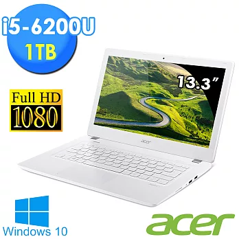【Acer】V3 13.3吋《Win10_1.6KG_第六代CPU》i5-6200U 1TB FHD高畫質輕薄筆電(V3-372-55KU)氣質