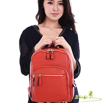 【手感的秀】韓小牛皮圓舞曲多隔層後背包(人氣紅)