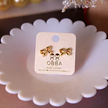 【UH】OBBA -簡約蝴蝶結耳環(兩色可選) - 金色