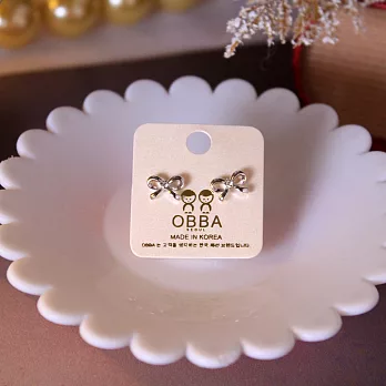 【UH】OBBA -簡約蝴蝶結耳環(兩色可選) - 銀色