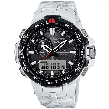 CASIO PRO TREK 登峰造極電波登山錶-黑x白
