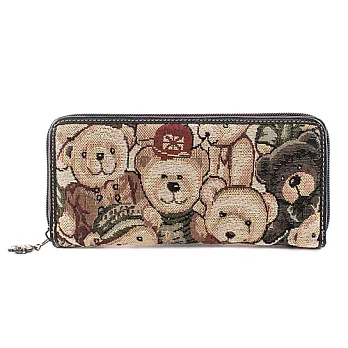 【DAV DANNY 大衛丹尼】多多熊系列-可愛維尼小熊清新款拉鍊長夾-3250