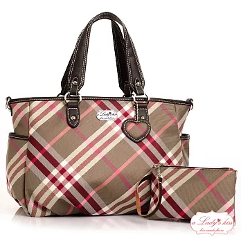 【a Lady’s 真皮】英倫朵漾三隔層附袋二用包(紅咖)