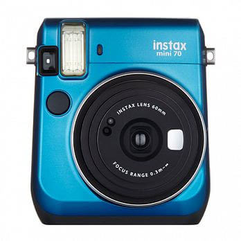 FUJIFILM instax mini 70 拍立得相機(公司貨)+卡通底片(隨機出貨)+紙膠帶+CR2充電組+保護殼-藍色