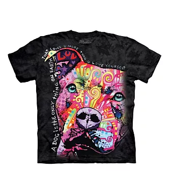 【摩達客】美國進口The Mountain 彩繪黑凝望比特犬 純棉環保短袖T恤[現貨+預購]S大人版