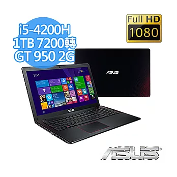 【送4G記憶體】ASUS X550JX-0073J4200H黑紅 15.6吋 i5-4200H GTX950M 2G獨顯 FullHD影音電玩筆電