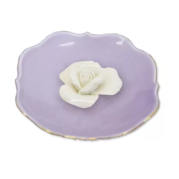 【ChouChou Lista】精緻花朵陶瓷首飾盤紫底白花