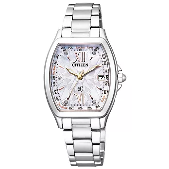 CITIZEN xC系列 粉嫩澤光日期時尚腕錶-貝殼白