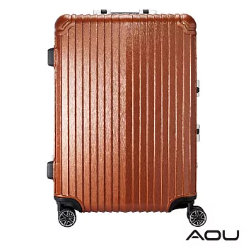 AOU 絕美時尚系列 升級版 25吋100%PC防刮亮面飛機輪旅行箱 (太妃糖) 90-021B