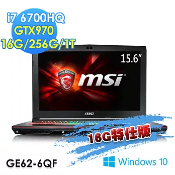 【msi微星】GE62 6QF-015TW 15.6吋 i7-67000HQ GTX970(16G特仕版)