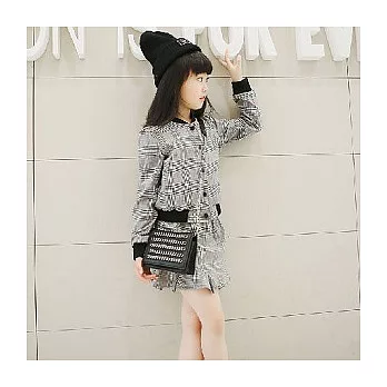 可琳灰黑格子魚尾裙母女親子裝(寶貝)90灰黑格子