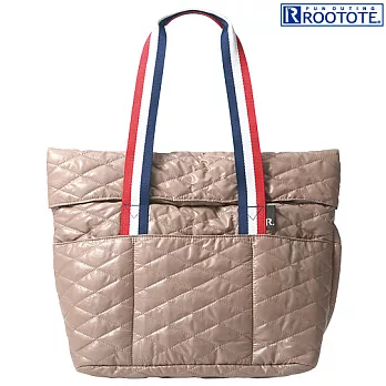 ROOTOTE 時尚菱格紋織帶側背包-駝色 (276502)駝色