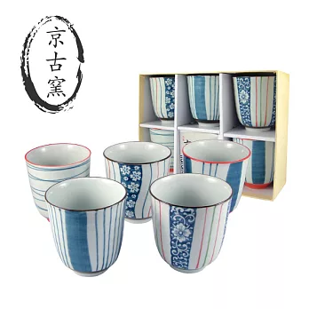 京古窯 日式和風青花瓷 5入杯禮盒組(303327)
