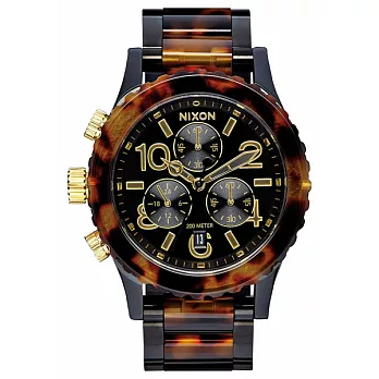 NIXON38-20 CHRONO 石楠琥珀運動腕錶-黑X玳瑁