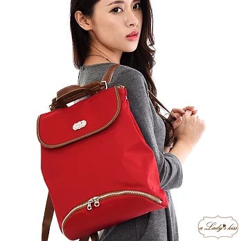 【a Lady ’s真皮】艾莎超人氣三用後背包(寶石紅)