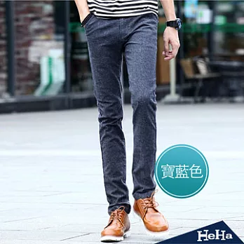 長褲 加厚棉質時尚圖騰休閒長褲 三色-HeHa-38（寶藍）