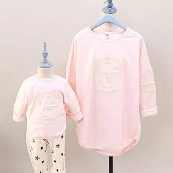 韓版大G貼布粉紅長袖上衣親子裝(寶貝)90粉
