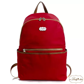 【a Lady ’s真皮】瑪格時髦多口袋後背包(寶石紅)