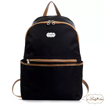 【a Lady ’s真皮】瑪格時髦多口袋後背包(優雅黑)