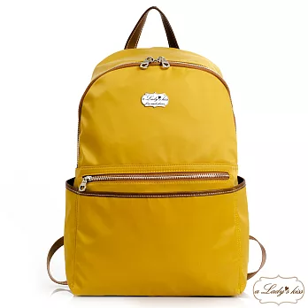 【a Lady ’s真皮】瑪格時髦多口袋後背包(芥末黃)