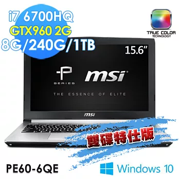 【msi 微星】PE60 6QE-059TW 15.6吋 i7-6700HQ GTX960(雙碟特仕版)