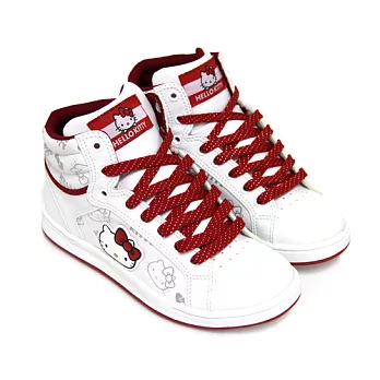 HELLO KITTY 經典潮流印花大臉凱蒂貓休閒鞋23白紅