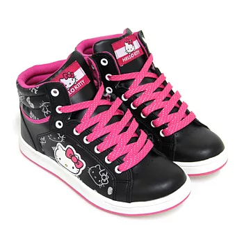 HELLO KITTY 經典潮流印花大臉凱蒂貓休閒鞋23黑色