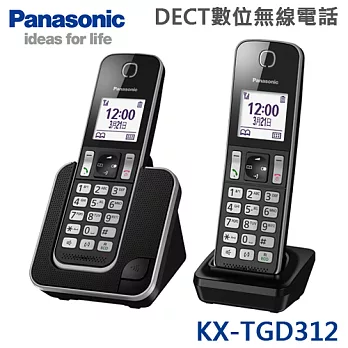 Panasonic國際牌 DECT數位無線電話(KX-TGD312)黑色＊送清潔組