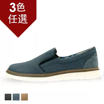 PLAYERMIT 後拼接復古麂皮懶人鞋 (FTP18)-藍色26藍色