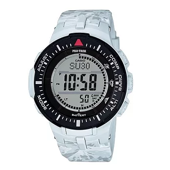CASIO PRO TREK 雪山迷彩登峰造極運動休閒腕錶-白-PRG-300CM-7