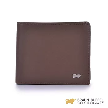 BRAUN BUFFEL‧德國小金牛 - 極簡系列8卡素面透明窗零錢短夾- 栗色