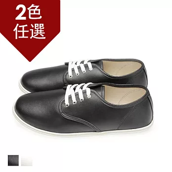 FUFA MIT綁帶素面皮質休閒鞋 (N35) 共二色23黑色