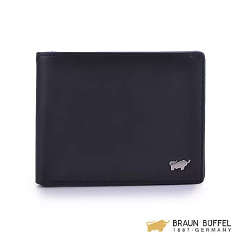 【BRAUN BUFFEL】‧德國小金牛 - 極簡系列8卡素面短夾-黑色