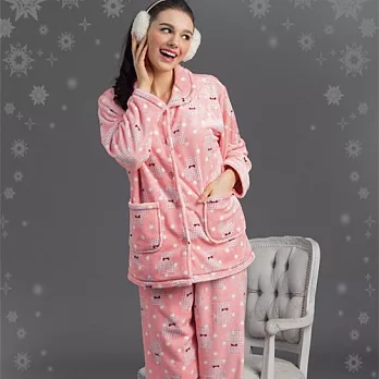 【皮爾卡登】圓點點熊法蘭絨居家睡衣褲Free