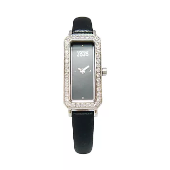 NATURALLY JOJO 世紀閃耀對決晶鑽時尚女性皮革腕錶-黑-JO96876-88F
