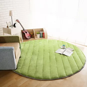 【HomeBeauty】細緻法蘭絨超厚款圓型特大地墊-直徑200cm-八色可選青草綠