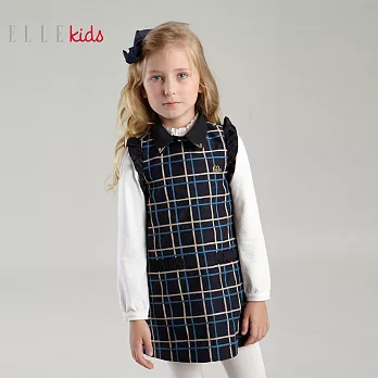 【ELLE】氣質格紋洋裝(丈青)120丈青