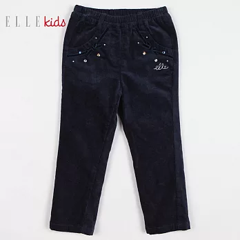 【ELLE】典雅蝴蝶結絨布長褲(丈青)100丈青