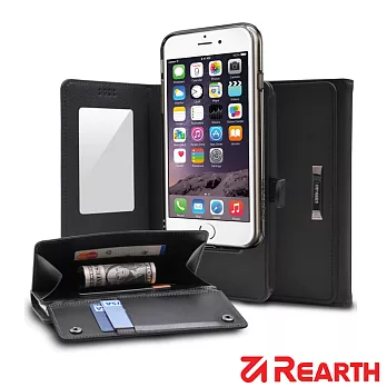 Rearth Apple iPhone 6 Plus (5.5)(Ringke Wallet)皮夾式真皮保護皮套(黑)