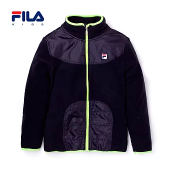 【FILA】時尚拼接布高領外套(黑)145黑