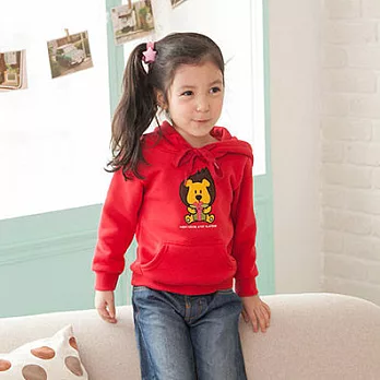 禮物獅大紅繡圖MIT連帽親子裝(小孩)90紅