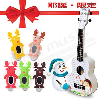 耶誕限定 手繪插畫系列 烏克麗麗(21吋)+糜鹿調音器(1入/5色)麋鹿紅